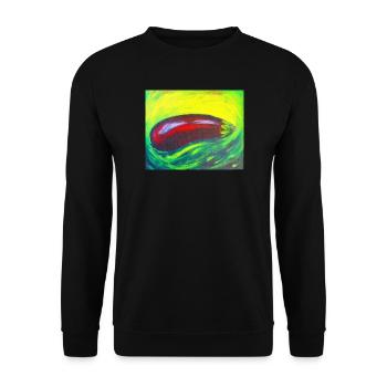 Abstrakte Auberginen Kunst - Unisex Pullover - Schwarz - Vorne - Alina (178cm) & Michal (187cm)