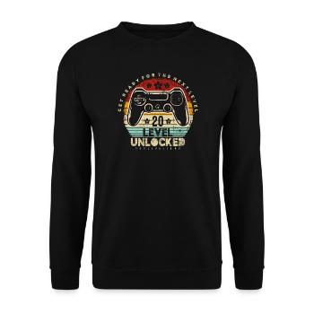 20 Entsperrter Retro-Controller - Unisex Pullover - Schwarz - Vorne - Alina (178cm) & Michal (187cm)