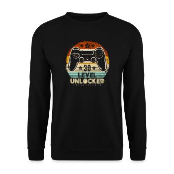 Dreißig entsperrter Retro-Controller - Unisex Pullover - Schwarz - Vorne - Alina (178cm) & Michal (187cm)