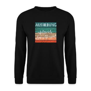Ausbildung erfolgreich abgeschlossen Lehre retro - Unisex Pullover - Schwarz - Vorne - Alina (178cm) & Michal (187cm)