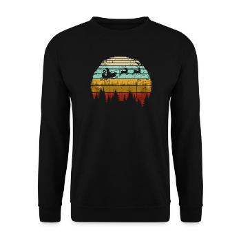 Vintage Sunset Santa Schlitten - Unisex Pullover - Schwarz - Vorne - Alina (178cm) & Michal (187cm)
