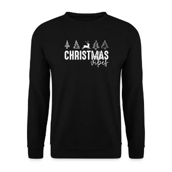 Weihnachtsstimmung Rentierbäume - Unisex Pullover - Schwarz - Vorne - Alina (178cm) & Michal (187cm)