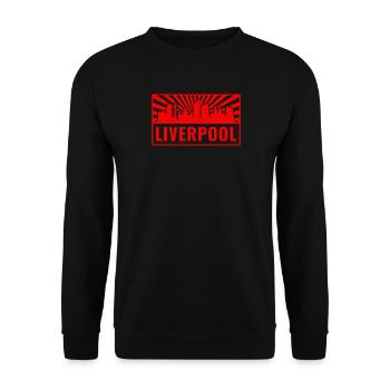 Liverpool Skyline in Red Rays - Unisex Sweatshirt - black - Front - Alina (178cm) & Michal (187cm)