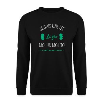 Je suis une fée la fée moi un mojito - Sweat-shirt Unisexe - noir - Devant - Alina (178cm) & Michal (187cm)
