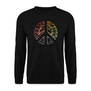 Friedenszeichen Peace Design - Unisex Pullover - Schwarz - Vorne - Alina (178cm) & Michal (187cm)
