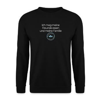 Satzzeichen retten Leben! Rechtschreibung deutsch - Unisex Pullover - Schwarz - Vorne - Alina (178cm) & Michal (187cm)
