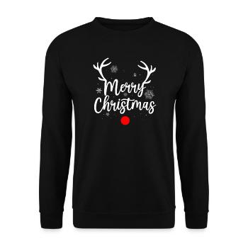 Reindeer merry christmas - Unisex Sweatshirt - black - Front - Alina (178cm) & Michal (187cm)