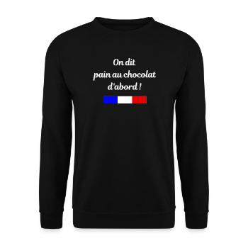 On dit pain au chocolat d'abord - Sweat-shirt Unisexe - noir - Devant - Alina (178cm) & Michal (187cm)