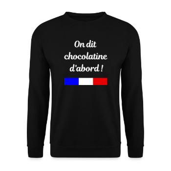 On dit chocolatine d'abord - Sweat-shirt Unisexe - noir - Devant - Alina (178cm) & Michal (187cm)