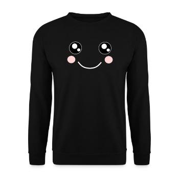 Kawaii, eyes, face - Unisex Sweatshirt - black - Front - Alina (178cm) & Michal (187cm)