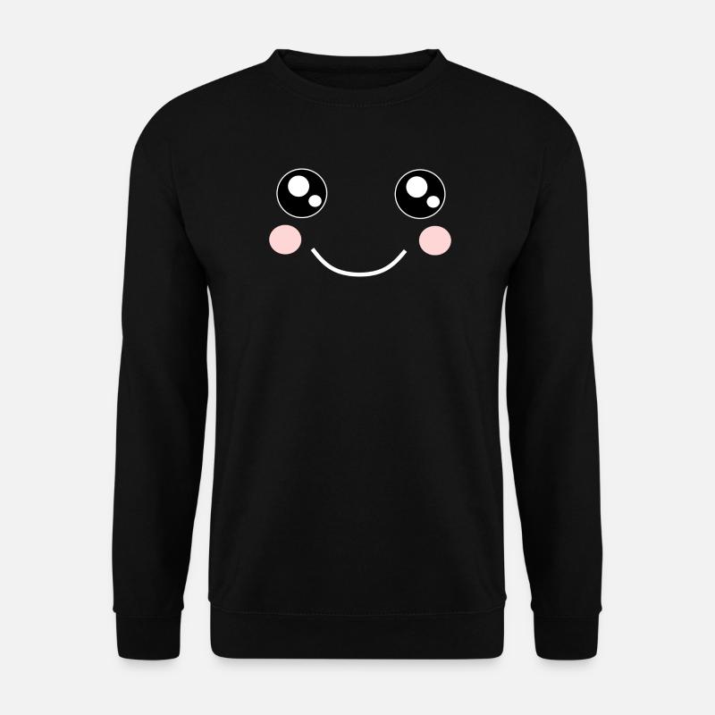 Kawaii, Augen, Gesicht - Unisex Pullover - Schwarz