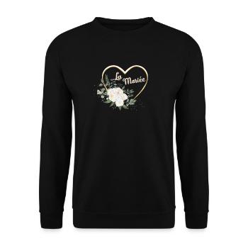 Die Braut Blumenherz Gold - Unisex Pullover - Schwarz - Vorne - Alina (178cm) & Michal (187cm)