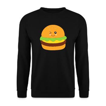 Kawaii, Burger, fast food - Unisex Pullover - Schwarz - Vorne - Alina (178cm) & Michal (187cm)