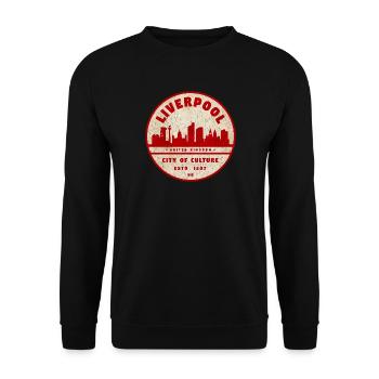 Sceau vintage de Liverpool Skyline - Sweat-shirt Unisexe - noir - Devant - Alina (178cm) & Michal (187cm)