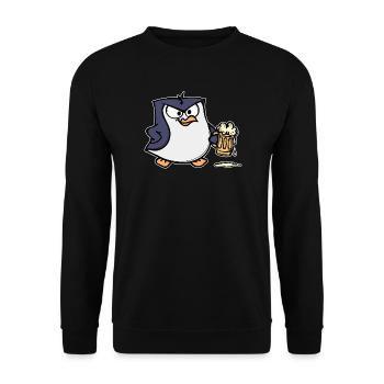 Lustig Pinguin Vogel Zoo Tier Seevogel Bier - Unisex Pullover - Schwarz - Vorne - Alina (178cm) & Michal (187cm)
