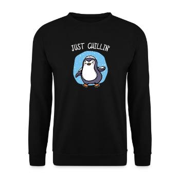 Kalt Schnee Pinguin Eis Cool Statement Tier Vogel - Unisex Pullover - Schwarz - Vorne - Alina (178cm) & Michal (187cm)