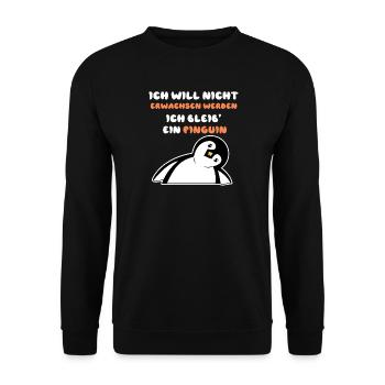 Lustig Statement Tier Vogel Pinguin Seevogel Zoo - Unisex Pullover - Schwarz - Vorne - Alina (178cm) & Michal (187cm)