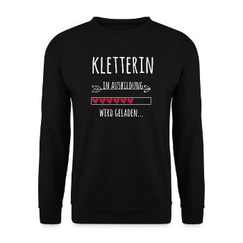 Kletterin in Ausbildung Boulderin Geschenk - Unisex Pullover - Schwarz - Vorne - Alina (178cm) & Michal (187cm)