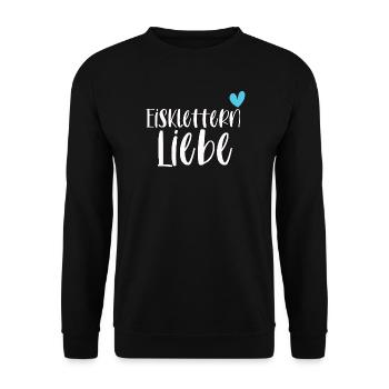 Klettern Eisklettern Liebe Eispickel Geschenk - Unisex Pullover - Schwarz - Vorne - Alina (178cm) & Michal (187cm)