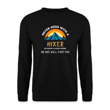 Nie Ärgern Mit Dem Hiker - Unisex Pullover - Schwarz - Vorne - Alina (178cm) & Michal (187cm)