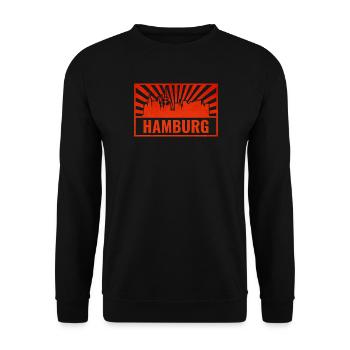 Hamburg Skyline Siebdruck - Unisex Pullover - Schwarz - Vorne - Alina (178cm) & Michal (187cm)
