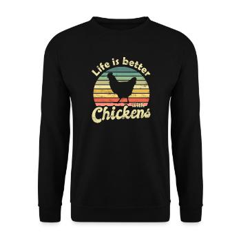 Chicken Chickens - Unisex Sweatshirt - black - Front - Alina (178cm) & Michal (187cm)