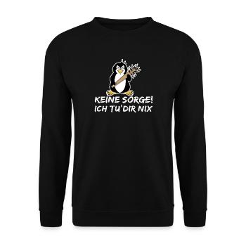 Tier Pinguin Zoo Seevogel Statement Arktis Vogel - Unisex Pullover - Schwarz - Vorne - Alina (178cm) & Michal (187cm)
