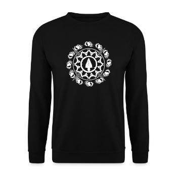 Nordwald Circle Star Tree Logo - Unisex Sweatshirt - black - Front - Alina (178cm) & Michal (187cm)