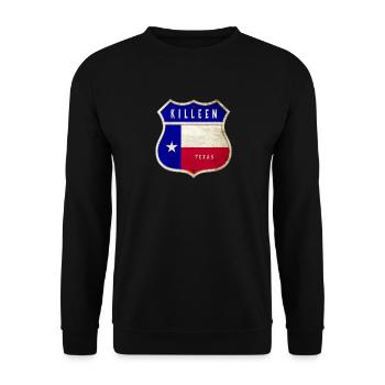 Killeen Texas Wappen Flaggen Design - Unisex Pullover - Schwarz - Vorne - Alina (178cm) & Michal (187cm)
