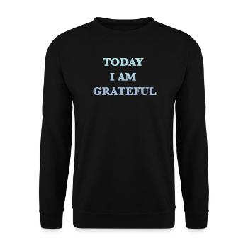 Motivationszitat: Blaue Anerkennung - Unisex Pullover - Schwarz - Vorne - Alina (178cm) & Michal (187cm)