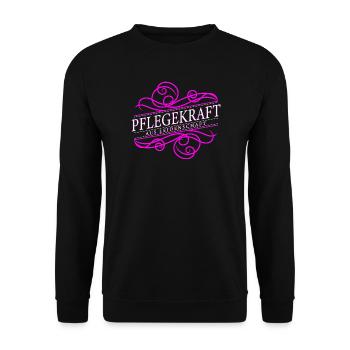Pflegekraft aus Leidenschaft - Unisex Pullover - Schwarz - Vorne - Alina (178cm) & Michal (187cm)