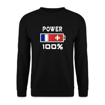 La Suisse et France Power 100 % - Sweat-shirt Unisexe - noir - Devant - Alina (178cm) & Michal (187cm)