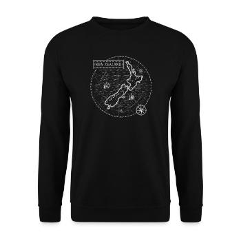 Vintage Map of New Zealand - Unisex Sweatshirt - black - Front - Alina (178cm) & Michal (187cm)