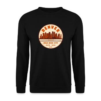 Denver Skyline Vintage Abzeichen - Unisex Pullover - Schwarz - Vorne - Alina (178cm) & Michal (187cm)