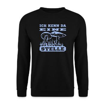 Pilz Design mit Spruch - Unisex Pullover - Schwarz - Vorne - Alina (178cm) & Michal (187cm)