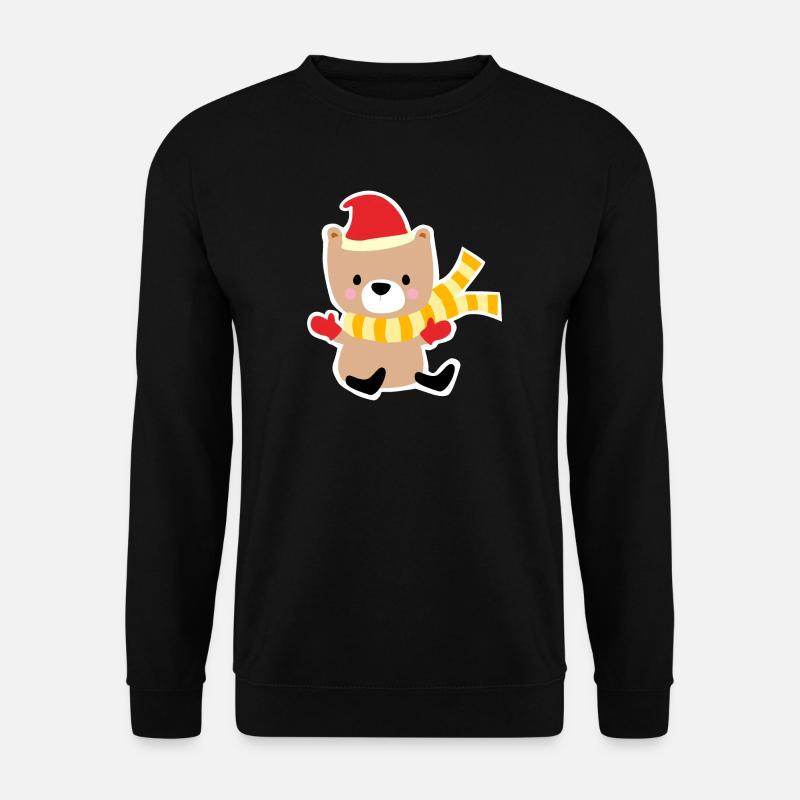 Winter bear with Christmas hat - Unisex Sweatshirt - black