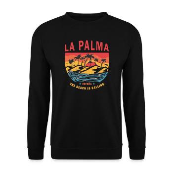La Palma beach palm tree design - Unisex Sweatshirt - black - Front - Alina (178cm) & Michal (187cm)