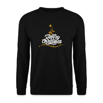 Merry Christmas Script Tree - Unisex Sweatshirt - black - Front - Alina (178cm) & Michal (187cm)