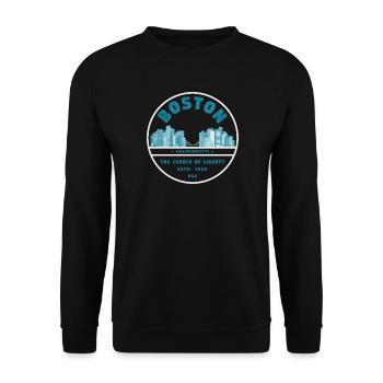 Boston Skyline Abzeichen Liberty - Unisex Pullover - Schwarz - Vorne - Alina (178cm) & Michal (187cm)