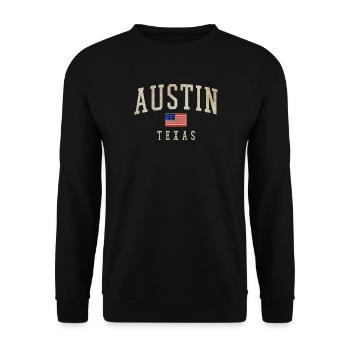 Austin Texas Americana Flag - Unisex Pullover - Schwarz - Vorne - Alina (178cm) & Michal (187cm)
