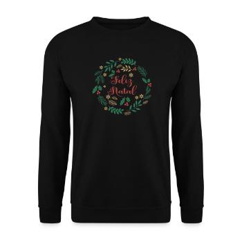 Feliz Natal Frohe Weihnachten Frohe Weihnachten - Unisex Pullover - Schwarz - Vorne - Alina (178cm) & Michal (187cm)