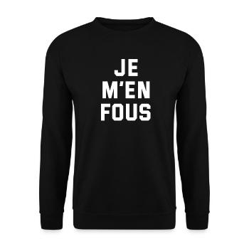 JE M'EN FOUS - Sweat-shirt Unisexe - noir - Devant - Alina (178cm) & Michal (187cm)