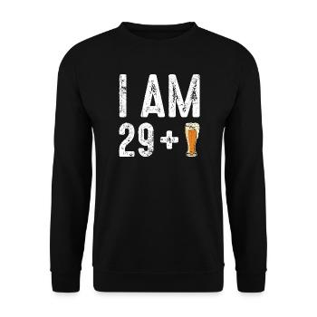 Ich bin 29 plus Bier - Unisex Pullover - Schwarz - Vorne - Alina (178cm) & Michal (187cm)
