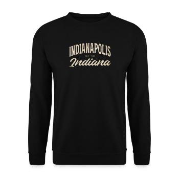 Vintage Indianapolis Script Logo - Unisex Pullover - Schwarz - Vorne - Alina (178cm) & Michal (187cm)
