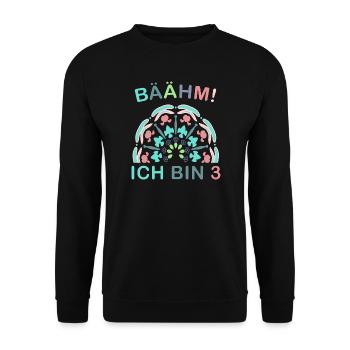 3 Jahre Geburtstagskind Regenbogen 3. Geburtstag - Unisex Pullover - Schwarz - Vorne - Alina (178cm) & Michal (187cm)