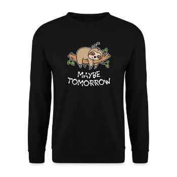 Sleeping Animal Lazy Sloth Late Riser Statement - Unisex Sweatshirt - black - Front - Alina (178cm) & Michal (187cm)