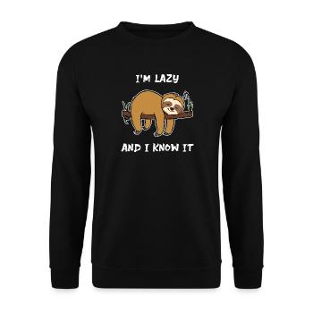 Tier Faultier Statement Faul Schlafen Dschungel - Unisex Pullover - Schwarz - Vorne - Alina (178cm) & Michal (187cm)
