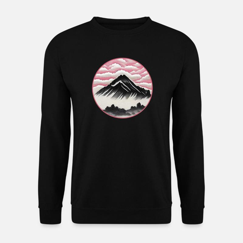 Japanische Landschaft | Berg, Himmel und Wald - Unisex Pullover - Schwarz