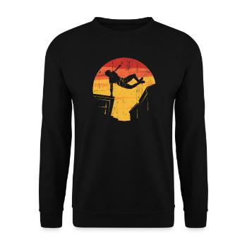 Sunset Skater Silhouette auf der Rampe - Unisex Pullover - Schwarz - Vorne - Alina (178cm) & Michal (187cm)