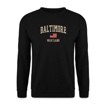 Baltimore Vintage Flag Style - Unisex Sweatshirt - black - Front - Alina (178cm) & Michal (187cm)